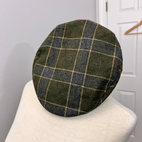 The Quiet Man Irish Flat Cap Green and Gray Wool Plaid - Picture 8 of 11